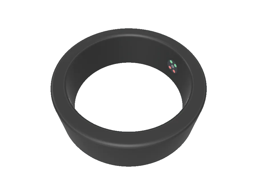 the black smart ring tiny reads over Bluetooth