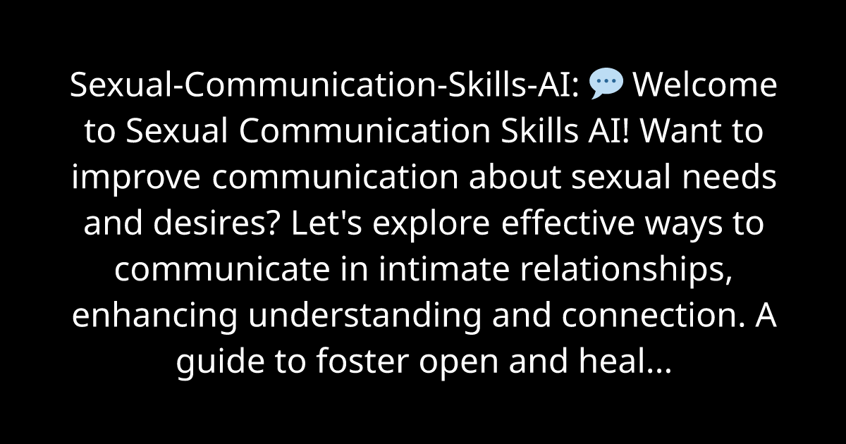 Sexual Communication Skills Ai 2561